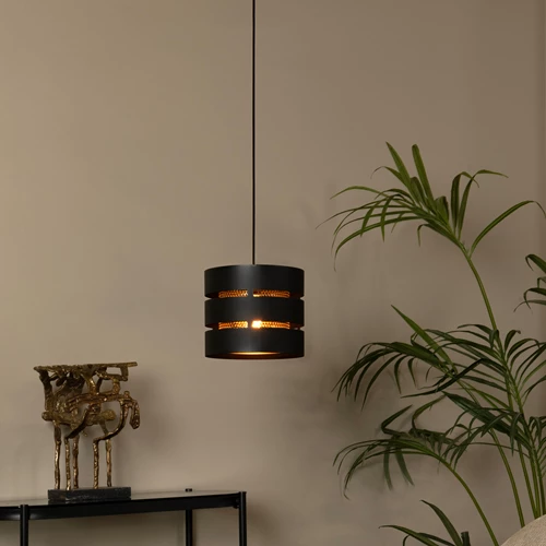 Lucide ROSAS - Hanglamp - Ø 26 cm - 1xE27 - Zwart - sfeer 1